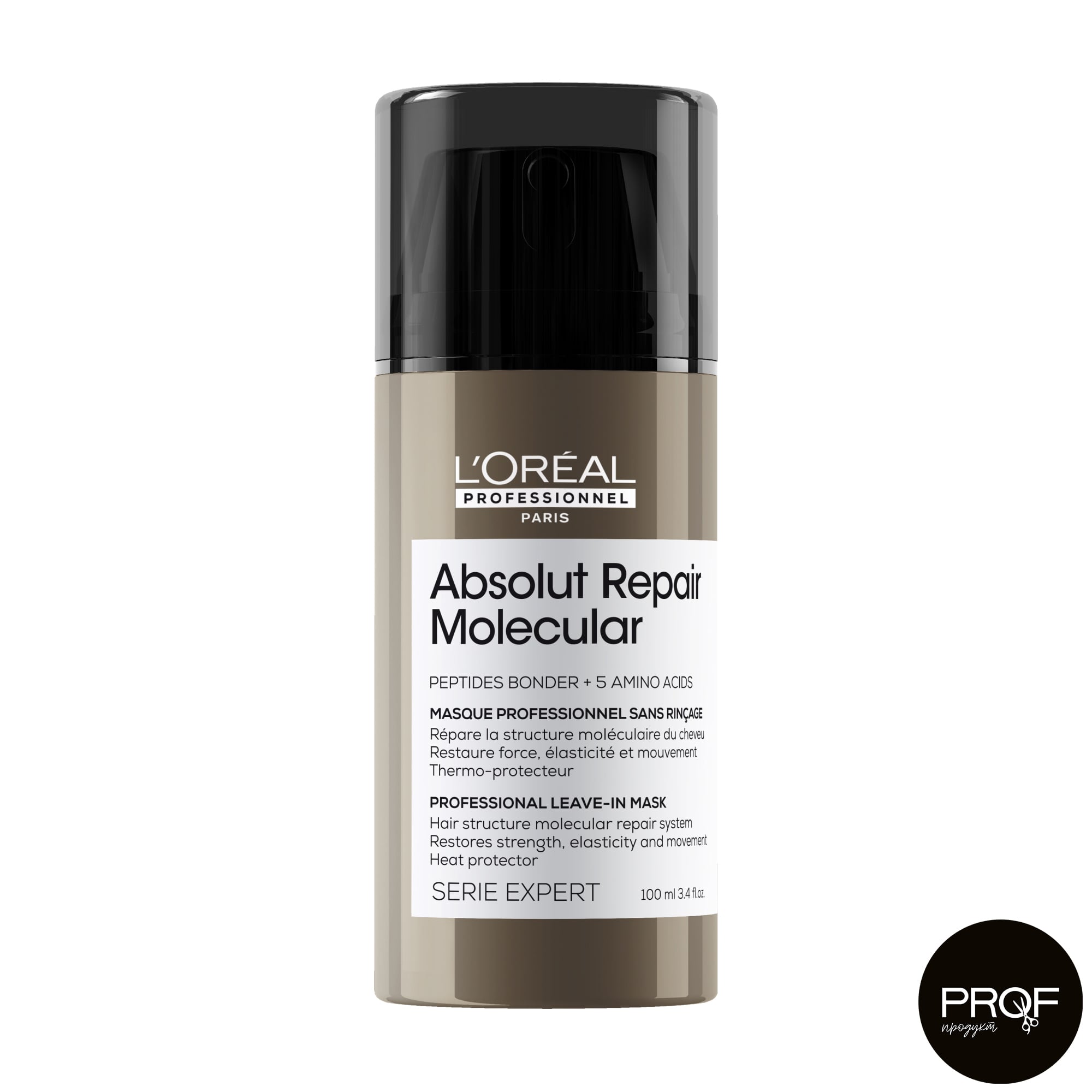 Незмивна багатофункціональна маска L'Oreal Professionnel Absolut Repair Molecular Professional Leave-In Mask для молекулярного відновлення структури пошкодженого волосся, 100 мл